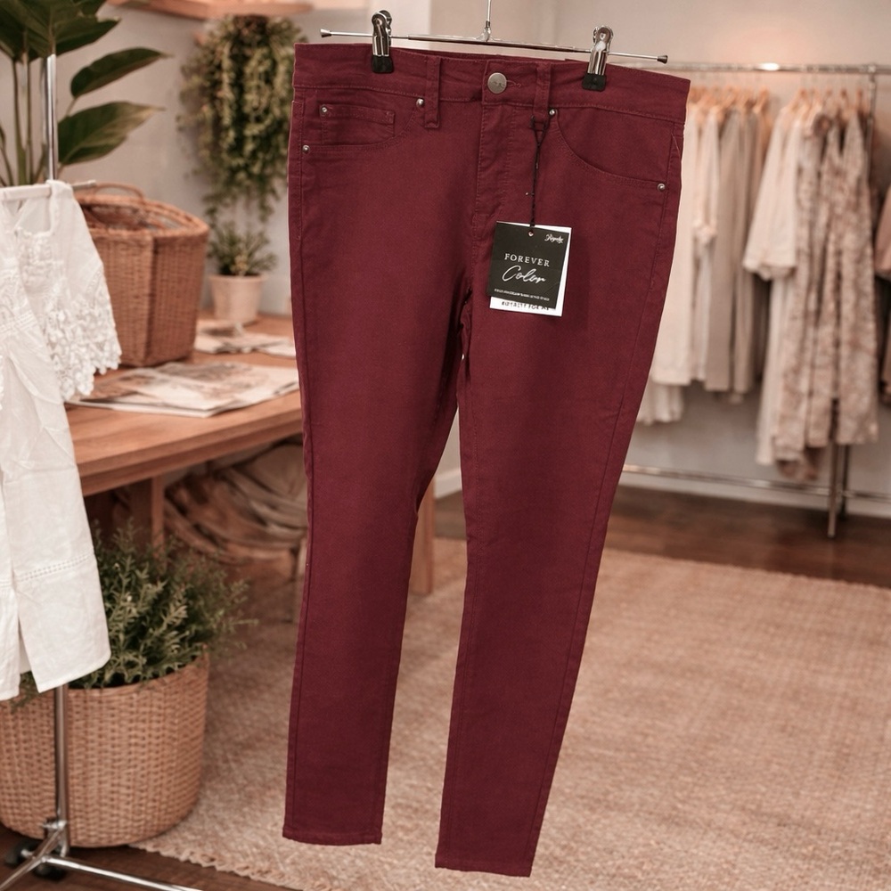 Royalty For Me Forever Color Skinny Jeans M Dark Wine Mid Rise Stretch 30 Inseam
